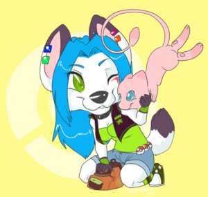 Rating: Safe Score: 0 Tags: 3_fingers 3_toes 5_fingers alternative_fashion ambiguous_gender anthro backpack blue_eyes blue_hair bottomwear breasts canid canine cel_shading chibi cleavage clothed clothing collar daww digital_drawing_(artwork) digital_media_(artwork) dipstick_tail duo e621 ear_piercing feet felid female feral fingers flying footwear fox fully_clothed fur generation_1_pokemon gloves_(marking) green_eyes hair kneeling legendary_pokemon legwear looking_aside looking_at_another mammal markings mew_(pokemon) multicolored_tail nintendo nude one_eye_closed piercing pink_body pink_fur pokeball pokemon pokemon_(species) raised_tail ryunwoofie shaded shoes shorts smile socks standard_pokeball tail tail_markings talutie_(character) toes toony topwear vest white_body white_fur wink User: bunchy7s