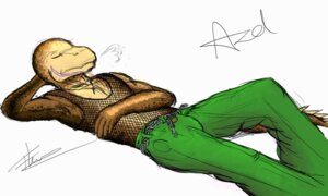 Rating: Safe Score: 0 Tags: 5:3 5_fingers agamid anthro azel biped bottomwear brown_body brown_skin chain character_name clothed clothing e621 eyes_closed ferkahhan fingers fishnet_clothing hand_behind_head key lizard lock lying male mastigure on_back padlock pants reptile scalie scar simple_background solo tail text white_background User: bunchy7s