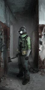 Rating: Safe Score: 0 Tags: axe building civet civetstranj clothed clothing detailed_background e621 gun hi_res inside looking_at_viewer male mammal melee_weapon nos_(strange-fox) post-apocalyptic ranged_weapon rubble ruins signature solo viverrid weapon User: bunchy7s