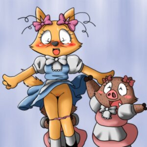 Rating: Explicit Score: 0 Tags: 1:1 3_fingers assisted_exposure black_nose blush bow bowtie clothes color cute_fang dress dress_lift female female_only footwear fur furry_ears furyoko happy interspecies ishishi kaiketsu_zorori looking_at_viewer multiple_females multiple_girls noshishi open_eyes open_mouth orange_fur panties pantsing panty_pull pointy_ears pussy rule34 rule_63 socks standing vulva whiskers zorori User: bunchy7s