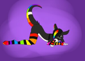 Rating: Questionable Score: 0 Tags: all_fours alternative_fashion ambiguous_gender anthro arm_warmers armwear ass_up black_clothing black_topwear bottomless bra clothed clothing colorful_theme countershading e621 ear_piercing facial_markings footwear hair hair_over_eye hax-the-monster head_markings kangaroo legwear looking_at_viewer macropod mammal markings marsupial mole_(marking) multicolored_armwear multicolored_clothing multicolored_legwear one_eye_obstructed pattern_armwear pattern_clothing pattern_legwear piercing purple_background rainbow rainbow_armwear rainbow_clothing rainbow_legwear raised_tail scene_(fashion) scene_haircut simple_background smile socks solo sparklefur star striped_armwear striped_clothing striped_legwear stripes synth_(hax) tail thigh_highs toeless_footwear toeless_socks topwear underwear User: bunchy7s