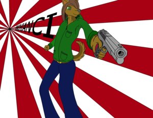 Rating: Safe Score: 0 Tags: aiming anthro armed caraline chuchianci clothing e621 green_eyes gun handgun hi_res hoodie male pistol ranged_weapon solo tail topwear weapon User: bunchy7s
