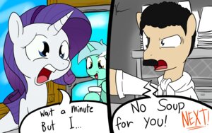 Rating: Safe Score: 0 Tags: 2012 angry comic dialogue e621 english_text equid equine female feral friendship_is_magic group hasbro hi_res horn lyra_heartstrings_(mlp) mammal my_little_pony mythological_creature mythological_equine mythology rarity_(mlp) sandwich-anomaly seinfeld soup_nazi text unicorn User: bunchy7s