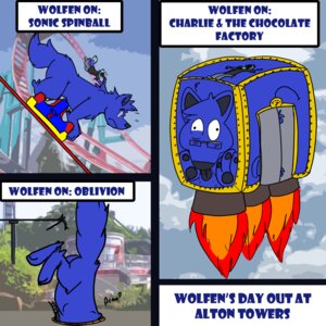 Rating: Safe Score: 0 Tags: 1:1 alton_towers ambiguous_gender amusement_ride anthro building canid canine canis charlie_and_the_chocolate_factory comic derp_eyes duo e621 english_text eyewear fen_(character) feral fur glass_rocket_elevator glasses macro male mammal phenris purple_body purple_fur roller_coaster sega sewer sonic_the_hedgehog_(series) squish stuck tail text tower wolf wolfen User: bunchy7s