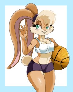 Rating: Safe Score: 0 Tags: 2011 anthro ball basketball_(ball) biped blonde_hair blue_border border bottomwear breasts brown_body brown_fur cleavage clothed clothed_anthro clothed_female clothing digital_media_(artwork) e621 female female_anthro floppy_ears fur green_eyes hair hi_res holding_ball holding_object lagomorph leporid lola_bunny long_ears looking_at_viewer looney_tunes mammal navel rabbit shorts simple_background smile solo space_jam sssonic2 standing thick_thighs tight_clothing tomboy warner_brothers white_background wide_hips User: bunchy7s