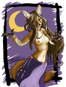 Rating: Questionable Score: 0 Tags: anthro bangle bottomwear breasts caliban canid canine clothed clothing dancing e621 ear_piercing female fox hair jewelry long_hair mammal moon necklace nipples pawpads paws piercing silk skirt slim solo tail topless User: bunchy7s