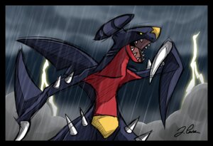 Rating: Safe Score: 0 Tags: ambiguous_gender black_border border cloud e621 garchomp generation_4_pokemon nintendo outside pokemon pokemon_(species) raining solo spikes thunderstorm unknown_artist User: bunchy7s