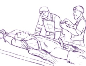 Rating: Explicit Score: 0 Tags: 2d 3boys abs bad_medicine bondage brown_hair buzz_cut duplicated_character engineer_(team_fortress_2) erection exam_table examination_table experiment facial_hair gay glasses_removed gloves goggles goggles_on_forehead hands_above_head human human_male human_only labcoat lying_on_back male male_only medic_(team_fortress_2) mouth_open necktie on_table open_shirt pants_down pecs penis precum_bubble remote_control restrained rule34 sex_toy shadowfire00x sweat sweating team_fortress_2 tied_hands vibrator_on_penis wrists_tied yaoi User: bunchy7s