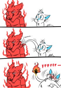 Rating: Safe Score: 0 Tags: 4_fingers ambiguous_gender angry anthro bared_teeth blue_eyes blue_markings blue_nose canid canine chest_tuft claws clothed clothing comic domestic_cat duo e621 emanata felid feline felis finger_claws fingers fire flat_colors fluffy fluffy_tail front_view fur humor looking_at_another looking_away male mammal markings motion_lines narrowed_eyes nude pivoted_ears simple_background spam_cat spamcat standing tail teeth three-quarter_view toony tuft whiskers white_background white_body white_fur User: bunchy7s