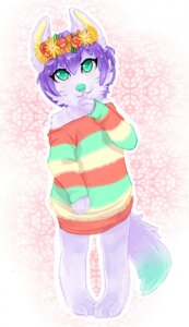 Rating: Safe Score: 0 Tags: anthro canid canine canis claws clothed clothing cosmos_(flower) domestic_dog e621 female flower hi_res iceblizzard mammal pastel_theme plant rose_(flower) solo User: bunchy7s