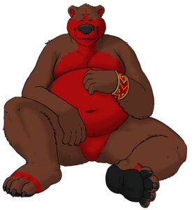 Rating: Safe Score: 0 Tags: 4_toes bear belly black_nose bracelet brown_body brown_fur claws e621 eyes_closed featureless_crotch feet fur jewelry kronexfire male mammal nude overweight overweight_male red_body red_fur simple_background sitting smile solo toes white_background User: bunchy7s