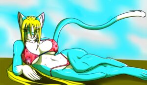 Rating: Questionable Score: 0 Tags: abstract_background angel anthro big_breasts bikini biped blonde_hair blue_body blue_eyes blue_fur breasts claws clothed clothing domestic_cat e621 eye_through_hair felid feline felis female fur gloves_(marking) gtoyaannno hair hair_over_eyes looking_at_viewer lying mammal markings navel simple_background skimpy solo swimwear translucent translucent_hair two-piece_swimsuit white_body white_fur yesan User: bunchy7s