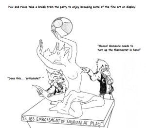 Rating: Questionable Score: 0 Tags: activity_book anthro bone_frill breasts canid canine ceratopsian ceratopsid chasmosaurine college dialogue dinosaur duo e621 english_text falco_lombardi female fox fox_mccloud fredryk_phox frill_(anatomy) male mammal marginocephalian monochrome nintendo nipples non-mammal_nipples ornithischian paintchat prehistoric_species reptile scalie school sculpture simple_background star_fox star_fox_crashes_the_art_party tail text triceratops white_background User: bunchy7s