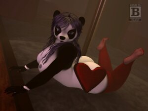 Rating: Questionable Score: 0 Tags: 3d_(artwork) 4:3 anthro bear biped blue_eyes blx24 breasts capsces_digital_ink_(modeler) clothing digital_media_(artwork) e621 english_text female fur furries'_furs furries'_furs_panda giant_panda hair heart_symbol hi_res lady_littlefox_(modeler) legwear looking_at_viewer lying mammal melody_(lady_littlefox) nipples on_front pole purple_hair runtimedna_(modeler) solo stockings text white_body white_fur User: bunchy7s