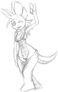 Rating: Explicit Score: 0 Tags: anthro bottomwear clothing e621 female generation_5_pokemon genitals gesture hair monochrome nintendo one_eye_closed oogzie oversized_bottomwear oversized_clothing oversized_pants pants pokemon pokemon_(species) roxy_(oogzie) scrafty sketch solo tail vulva waving wink User: bunchy7s