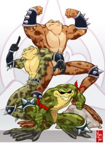 Rating: Safe Score: 0 Tags: 4_fingers abs amphibian anthro armor barefoot battletoads belt biceps brown_body brown_skin clothed clothing crouching e621 eyewear feet fingers flexing frog gesture glasses gloves green_body green_skin grin group hand_gesture handwear maiss-thro male membrane_(anatomy) muscular muscular_male nude pecs pimple_(battletoads) pose rareware rash_(battletoads) smile spots standing sunglasses team_pose thumbs_up toad_(frog) toes topless webbed_feet zitz_(battletoads) User: bunchy7s
