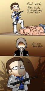 Rating: Safe Score: 0 Tags: 1:2 2010 alex_mercer anni-viech belt black_eyes blacklight_virus_(prototype) blacklight_virus_mutant_(prototype) brown_hair cell_(organism) clothed clothing comic crossover e621 ellipsis english_text footwear formal fully_clothed green_flu_mutant_(left_4_dead) gun hair holster hoodie human humanoid left_4_dead_(series) male mammal micro_organism_(organism) monster monstrous_humanoid nick_(left_4_dead) not_furry profanity prototype_(series) ranged_weapon shoes submachine_gun suit tank_(left_4_dead) text topwear undead valve valve_corporation virus_(organism) weapon zombie User: bunchy7s
