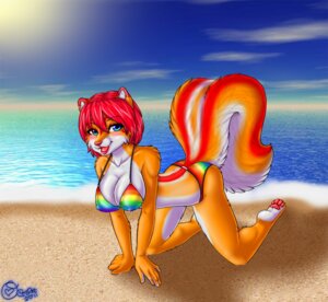 Rating: Safe Score: 0 Tags: 2011 ajna all_fours anthro artist_collaboration beach bikini blue_eyes breasts chipmunk clothed clothing cloud detailed_background e621 female furgonomics ground_squirrel hair hybrid lipstick looking_at_viewer makeup mammal mephitid ocesome outside pose rainbow red_hair rodent sand sciurid seaside skimpy skunk sky solo striped_skunk swimwear tail tail_clothing two-piece_swimsuit water User: bunchy7s