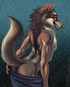 Rating: Questionable Score: 0 Tags: 2014 4:5 anthro blue_background bottomwear bottomwear_down brown_body brown_fur butt canid canine canis clothed clothing e621 fur grin ironfur looking_at_viewer looking_back male mammal pants pants_down partially_clothed seductive shinigamigirl simple_background smile solo topless undressing wolf User: bunchy7s