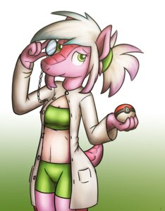 Rating: Safe Score: 0 Tags: abs anthro armadillo biped bra breasts clothed clothing coat e621 eyewear female fur green_eyes hair hi_res holding_eyewear holding_object holding_pokeball lab_coat mammal monocle navel nintendo pink_body pink_fairy_armadillo pink_fur pokeball pokemon satch simple_background smile solo standard_pokeball standing tg-0 topwear underwear xenarthran User: bunchy7s