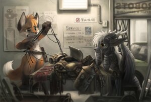 Rating: Safe Score: 0 Tags: 2012 amber_eyes ambiguous_gender anthro arm_support black_nose canid canine chest_tuft detailed_background dipstick_tail dragon duo e621 feathered_wings feathers fox fur furred_dragon furred_scalie green_eyes hair holding_object horn hybrid inside leaning looking_away machine mammal markings mythological_creature mythological_scalie mythology nude robot scalie silverfox5213 standing tail tail_markings telford text tuft white_hair wings yuumei_(character) User: bunchy7s