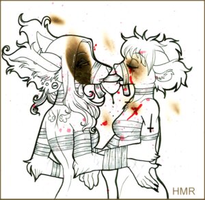 Rating: Questionable Score: 0 Tags: alternative_fashion anthro bandage chival_(character) cross duo e621 female glamfur goth inverted_cross lemur mammal primate strepsirrhine zeriara zeriara_(character) User: bunchy7s