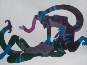 Rating: Explicit Score: 0 Tags: animal_genitalia anthro arm_markings blue_markings bodily_fluids breasts chevron_(marking) chevronfox cum cum_in_mouth cum_inside duo e621 erection female genital_fluids genitals krii leg_markings male male/female markings nipples nude orgasm penis scalie sex sheath shoulder_markings tail tail_genitals tail_markings tail_penis tail_vulva tongue unusual_anatomy unusual_genitalia_placement unusual_penis_placement unusual_tail unusual_vulva_placement vulva User: bunchy7s