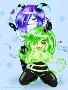 Rating: Questionable Score: 0 Tags: 2013 alien anthro big_breasts breasts dullvivid duo e621 english_text female fucked_silly green_hair hair half-closed_eyes hand_on_face heart_symbol hi_res horn horn_grab kneeling long_hair long_nails narrowed_eyes navel one_eye_closed purple_hair sega slightly_chubby sonic_the_hedgehog_(series) text the_deadly_six zeena zeti zor User: bunchy7s