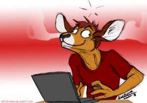Rating: Safe Score: 0 Tags: amonomega anthro clothed clothing computer e621 electronics gradient_background kangaroo macropod male mammal marsupial signature simple_background smoke solo User: bunchy7s