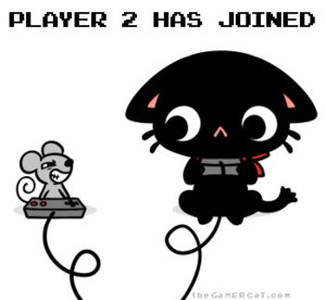 Rating: Safe Score: 0 Tags: :< ambiguous_gender bent_legs black_body black_fur closed_frown controller domestic_cat duo e621 english_text extended_arms feet_together_knees_apart felid feline felis frown fur game_controller gamercat_(character) gaming holding_controller holding_game_controller holding_object low_res mammal mouse mouth_closed murid murine playing_video_game rape_face rodent samantha_whitten sitting spread_knees tail text the_gamercat User: bunchy7s
