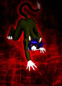 Rating: Questionable Score: 0 Tags: all_fours anthro ass_up demon domestic_cat e621 felid feline felis female glowingraver jadekatt looking_at_viewer mammal red_eyes solo stalking tail yami_katt User: bunchy7s