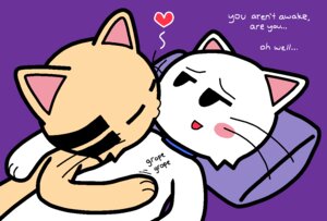Rating: Questionable Score: 0 Tags: ambiguous_gender anthro collar domestic_cat duo e621 eyes_closed felid feline felis heart_symbol jeff_(pronista) kissing mammal pronista sam_(pronista) sleeping User: bunchy7s