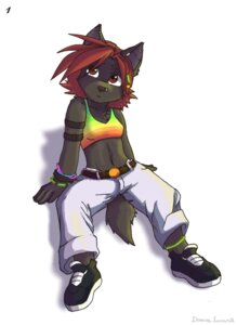 Rating: Safe Score: 0 Tags: anthro bare_shoulders belt biped black_body black_fur black_nose bo_(domovoi_lazaroth) canid canine canis chest_tuft clothed clothing digital_media_(artwork) domovoi_lazaroth e621 ear_piercing eyebrows facial_piercing female fingers footwear fur glowstick hair industrial_piercing mammal navel nose_piercing piercing reclining red_hair shaded shoes simple_background solo tail tomboy tuft white_background wolf young young_anthro young_female User: bunchy7s