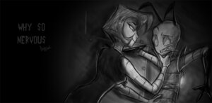 Rating: Questionable Score: 0 Tags: alien alien_humanoid duo e621 english_text eye_contact fantasyisland female gaz_membrane greyscale human humanoid invader_zim irken looking_at_another love male mammal monochrome nervous nickelodeon pak scared teeth text yunaki zim_(invader_zim) User: bunchy7s