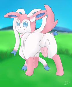 Rating: Explicit Score: 0 Tags: 2013 5:6 all_fours anus backsack balls blue_eyes blush bow_(anatomy) butt digital_media_(artwork) digitigrade e621 eeveelution erection feral fur generation_6_pokemon genitals hair hair_bow_(anatomy) hi_res looking_at_viewer male multicolored_hair neck_bow_(anatomy) nintendo nude outside penis pink_body pink_fur pokemon pokemon_(species) presenting quadruped ribbons_(anatomy) smile solo spread_legs spreading sylveon tail zeklullaby User: bunchy7s
