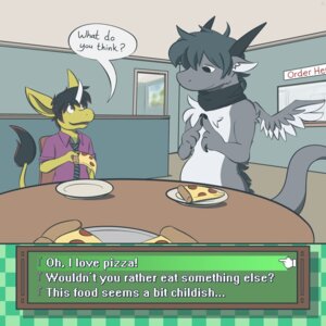 Rating: Safe Score: 0 Tags: 1:1 2013 accessory ambiguous_gender anthro asian_mythology chest_tuft chinese_mythology claws countershading dialogue dragon duo e621 east_asian_mythology english_text food fur furniture furred_dragon furred_scalie geckonori geno_(geckonori) hair hi_res horn inside kirin long_ears mythological_creature mythological_scalie mythology necktie open_mouth pizza plate question ryu_(kiki-uma) scalie scarf table tail text tuft User: bunchy7s