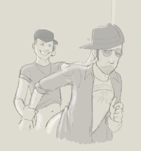 Rating: Explicit Score: 0 Tags: 2d bottomless doggy_style human human_male human_only humon male male_only rule34 scout_(team_fortress_2) sex_from_behind shirt_lift sketch sniper_(team_fortress_2) team_fortress_2 yaoi younger_penetrating_older User: bunchy7s