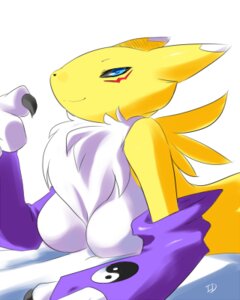 Rating: Questionable Score: 0 Tags: 2009 4:5 anthro bandai_namco biped black_sclera breasts canid canine chest_tuft countershading digimon digimon_(species) e621 female fur jiayi looking_at_viewer low_res lying mammal multicolored_body multicolored_fur on_front renamon solo tuft two_tone_body two_tone_fur white_body white_fur yellow_body yellow_fur yin_yang User: bunchy7s