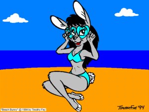 Rating: Safe Score: 0 Tags: 1994 4:3 anthro beach bikini biped classy clothed clothing cloud e621 eyewear female glasses lagomorph leporid looking_at_viewer mammal outside rabbit seaside sitting skimpy sky solo swimwear timothy_fay toony two-piece_swimsuit vintage User: bunchy7s