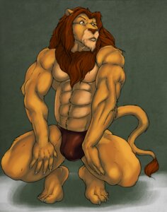Rating: Questionable Score: 0 Tags: 2011 abs anthro biceps big_muscles brown_body brown_fur brown_hair bulge claws clothed clothing crouching e621 felid fur hair knuxlight lion male mammal mane muscular muscular_anthro muscular_male pantherine pecs pose solo tail tan_body tan_fur topless underwear yellow_eyes User: bunchy7s