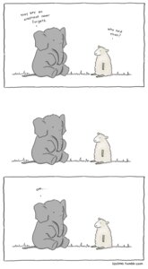 Rating: Safe Score: 0 Tags: ambiguous_gender bovid caprine comic dialogue domestic_sheep duo e621 elephant elephantid english_text feral grass hi_res humor liz_climo mammal monochrome plant proboscidean proboscis_(anatomy) sheep simple_background tail text trunk_(anatomy) url white_background User: bunchy7s
