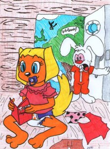 Rating: Questionable Score: 0 Tags: 2012 ageplay anthro brandy_and_mr._whiskers brandy_harrington canid canine clothing colored_pencil_(artwork) conejoblanco diaper disney duo e621 female infantilism lagomorph leporid male mammal marker_(artwork) mixed_media mr._whiskers object_in_mouth pacifier pacifier_in_mouth rabbit roleplay traditional_media_(artwork) young young_anthro User: bunchy7s