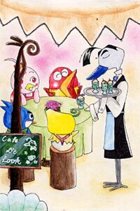 Rating: Safe Score: 0 Tags: ambiguous_gender apron avian avian_feet barefoot beak beverage bird black_clothing black_eyebrows black_eyes black_hair blue_apron blue_beak blue_body blue_clothing blue_face blue_feathers cape chalkboard clothed clothing cormoran dark_eyebrows dark_hair dessert e621 eyebrows eyes_closed feathers feet female food furniture green_clothing green_topwear grey_body grey_face grey_feathers group hair holding_platter ice_cream ice_cream_float information_board kyoro_chan kyoro_chan_(series) light_body light_clothing light_face light_feathers log low_res mikken monotone_body monotone_face monotone_feathers monotone_hair morinaga_and_company multicolored_face no_pupils open_mouth orange_beak pachikuri pastel_(artwork) pink_body pink_face pink_feathers red_body red_clothing red_eyes red_face red_feathers red_topwear round_table short_hair sign simple_background sitting standing table tablecloth topwear traditional_media_(artwork) two_tone_face unavailable_at_source unknown_artist waist_apron waiter white_body white_clothing white_face white_feathers wood yellow_beak User: bunchy7s