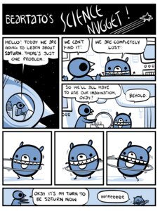 Rating: Safe Score: 0 Tags: 2011 ambiguous_gender anthro avian beak bear beartato bird comic dialogue duo e621 english_text greeting humor mammal nedroid reginald_(nedroid) science space speech_bubble text what User: bunchy7s