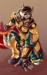 Rating: Safe Score: 0 Tags: absurd_res anthro armor canid canine canis e621 fur green_eyes grey_body grey_fur hi_res looking_at_viewer male mammal pose scott_visnjic solo truebros warrior wolf User: bunchy7s