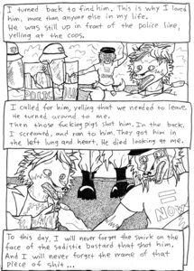 Rating: Questionable Score: 0 Tags: anthro black_and_white blood bodily_fluids boots canid canine clothed clothing comic e621 english_text footwear fox group hi_res male mammal monochrome pen_(artwork) police profanity shirt shoes teeth text topwear traditional_media_(artwork) triadfox User: bunchy7s
