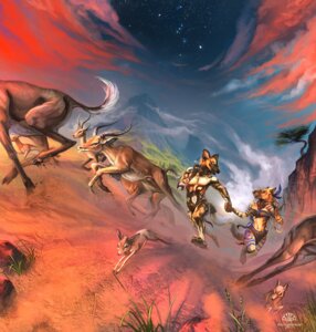 Rating: Safe Score: 0 Tags: 2013 4_toes african_wild_dog alectorfencer ambiguous_gender antelope artist_collaboration barefoot black_pawpads bottomwear bovid brown_body brown_fur canid canine clothed clothing cloud cloven_hooves detailed_background digitigrade dik-dik e621 eye_contact feathers feet female feral fur gazelle group hand_holding hi_res hooves horn hyena impala jewelry kikivuli loincloth looking_at_another male mammal markings mountain nature navel necklace outside pawpads paws plant romantic romantic_ambiance romantic_couple running savanna scenery sky soles star striped_hyena tail tan_body tan_fur toes topless tree tribal true_antelope unguligrade utunu young young_feral User: bunchy7s