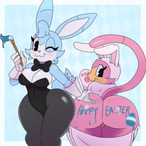 Rating: Questionable Score: 0 Tags: 2014 anthro bent_over big_butt black_eyes blue_body blue_hair blue_skin bow_(feature) bow_tie breasts brush bunny_costume butt cleavage clothed clothing costume curvy_figure digital_media_(artwork) domestic_cat duo e621 easter felid feline felis female furry_wearing_fursuit fursuit gloves hair handwear hi_res holidays lagomorph leporid looking_back mammal noodle_(sssonic2) one_eye_closed paintbrush pink_body pink_nose pink_skin rabbit rabbit_fursuit rice_(sssonic2) short_hair sssonic2 standing thick_thighs voluptuous voluptuous_anthro voluptuous_female wide_hips wink User: bunchy7s