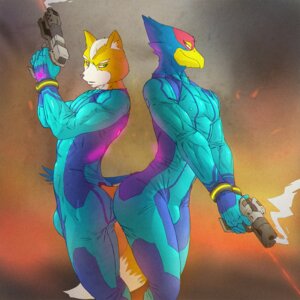Rating: Questionable Score: 0 Tags: 1:1 2014 5_fingers anthro avian back_to_back beak biceps big_muscles bird blue_body blue_feathers bodysuit bulge butt canid canine clothed clothing cosplay crossover crossover_cosplay dipstick_tail ducati duo e621 falco_lombardi feathers femboy fingers fox fox_mccloud fully_clothed fur gloves glowing grasp green_eyes gun hair half-closed_eyes handwear happy holding_gun holding_object holding_ranged_weapon holding_weapon inner_ear_fluff looking_aside looking_at_viewer male mammal manly markings metroid mohawk multicolored_tail muscular muscular_male narrowed_eyes nintendo nipple_outline open_mouth orange_body orange_fur pecs ranged_weapon short_hair side_view skinsuit smile smoke spandex standing star_fox suit tail tail_markings tight_clothing tongue tuft weapon white_body white_fur wide_hips wristband zero_suit zerosuit_fox User: bunchy7s