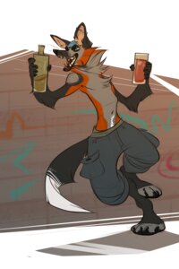 Rating: Safe Score: 0 Tags: 2:3 anthro barefoot biped canid canine clothed clothing coconutmilkyway e621 ear_piercing feet fox hi_res male mammal piercing solo topless User: bunchy7s
